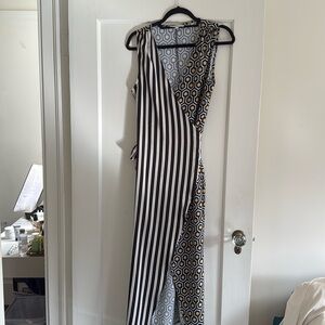 Never Fully Dressed black and yellow wrap dress